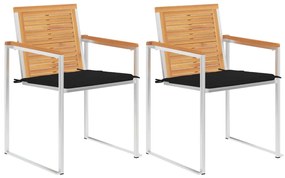 Záhradné stoličky so sedákmi 2 ks masívne teakové drevo a oceľ 3061522