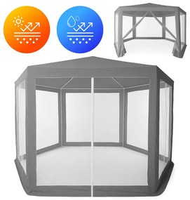 Záhradný pavilónový altánok, 2x2x2 m s moskytiérou, sivý, MultiGarden
