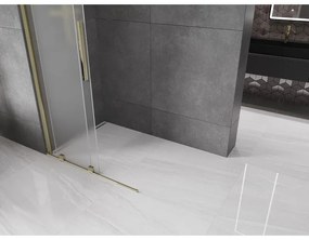 Mexen Velar, sprchová zástena s posuvnými dverami Walk-in 100 x 200 cm, 8mm sklo námraza, zlatá lesklá, 871-100-000-33-50