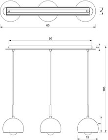 Luster na lanku COOL 3xE27/60W/230V