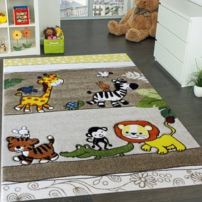 Detský koberec Smart Kids 22310 béžový – safari vzor, obdĺžnik Rozmer: 140x190 cm