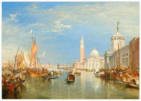 Sklenený obraz - Joseph Mallord William Turner, Venice the Dogana and San Giorgio Maggiore, reprodukcia (70x50 cm)