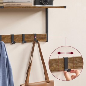 Nástenné plávajúce poličky 2 ks, s háčikmi, 50 x 24,2 x 26,5 cm, rustikálna hnedá