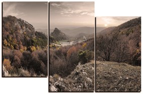 Obraz na plátne - Jesenná krajina pri západe slnka, Slovensko, Vrsatec 1260FD (135x90 cm)