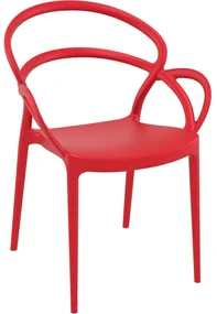 MILA záhradná stolička s podrúčkami red