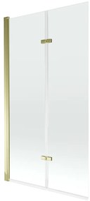 Mexen Castor, vaňová zástena 2-krídlová 100 x 150 cm, otočné krídlo, 6 mm číre sklo, zlatý profil, 892-100-002-50-00