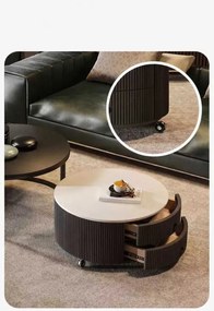 LuxuryForm DESIGN Konferenčný stolík ROYAL 80 / 60 cm – čierno-biely mramorový dekor (set 2 ks)