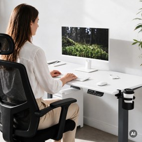 Elektrický stôl s nastavením výšky ergonomický antracitovo-bieli, 1400x700 mm: ARIA
