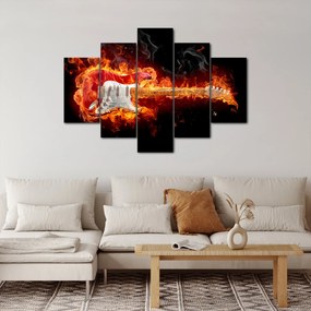 Obraz - Gitara v plameňoch (150x105 cm)