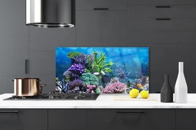 Sklenený obklad Do kuchyne Akvárium rybičky pod vodou 140x70 cm