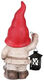 Záhradný trpaslík s lampášom, 22 x 44 x 14 cm, červená, Mgo