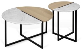 Konferenčný stolík s doskou z dubového dreva a mramoru TemaHome Sonata, ø 80 cm