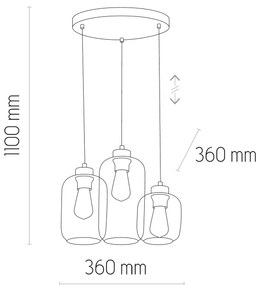 TK-LIGHTING Závesné designové osvetlenie MARCO, 3xE27, 60W, okrúhle