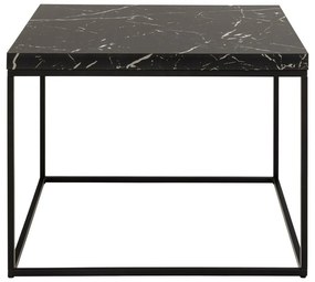 Čierny konferenčný stolík s doskou v dekore mramoru 60x60 cm Barossa – Actona