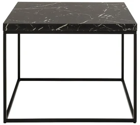 Čierny konferenčný stolík s doskou v dekore mramoru 60x60 cm Barossa – Actona