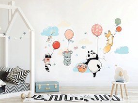 Veselá detská nálepka na stenu lietajúce zvieratká 51 x 22 cm