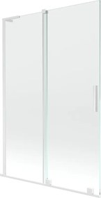 Mexen Velar L, 2-krídlová posuvná vaňová zástena 120 x 150 cm, 8mm číre sklo, biely profil, 896-120-003-01-20
