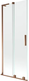 Mexen Velar L, 2-krídlová posuvná vaňová zástena 85 x 150 cm, 8mm číre sklo, ružové zlato, 896-085-003-01-60