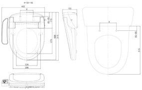 Sapho Sapho, HANDICAP WC kombi zvýšené sedadlo s elektronickým bidetom BLOOMING EKO PLUS, Rimless, zadný odpad, biela, NB-1160D-1