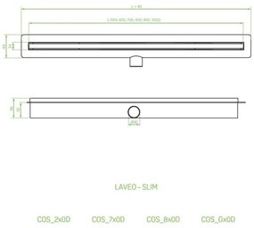 Laveo Slim, sprchový odtok 60 cm, čierna, LAV-COS_760D