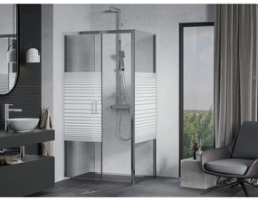 Mexen Apia, sprchový kút s posuvnými dverami 120 (dvere) x 100 (stena) cm, 6mm číre-pásy sklo, chrómový profil, 840-120-100-01-20