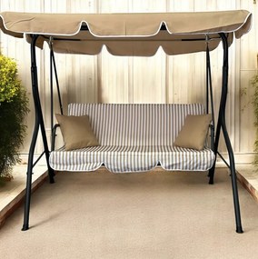 Záhradná hojdačka pre 3 osoby – béžová