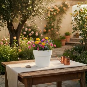 PLASTOVÝ KVETINÁČ SILVA LINE 14,5X13 CM KRÉMOVÁ