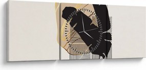 Obraz - Abstrakcia s tropickými listami N⁰4 (s hodinami) (90x30 cm)