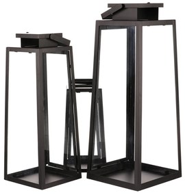 Sada kovových lampášov čierna, 3 ks