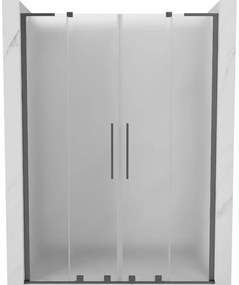 Mexen Velar L Duo, posuvné sprchové dvere do otvoru 150 cm, 8mm sklo námraza, brúsený grafit, 871-150-003-32-95
