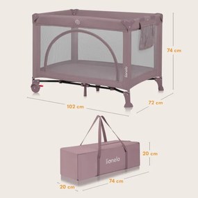 Lionelo - Cestovná postieľka LAURA Ružová (telová)