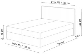 Čalúnená posteľ boxspring PRIORA, 180x200, cosmic 10