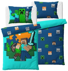 Detské obliečky Minecraft Alex a Steve, 140 x 200 cm, 70 x 90 cm