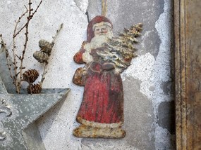 Vianočná kovová dekorácia Santa Vintage - 16*30 cm