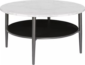 Konferenčný stolík Ella 80 cm biely mramor/čierny