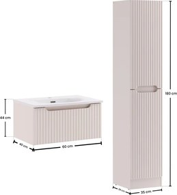 Koupelnová sestava Nova Cashmere Sky I se zápustným umyvadlem a skříňkami 60 cm kašmírová