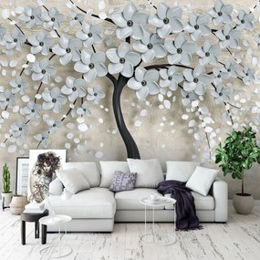 Fototapeta - Strom a šedé kvety (254x184 cm), 10 ďalších rozmerov