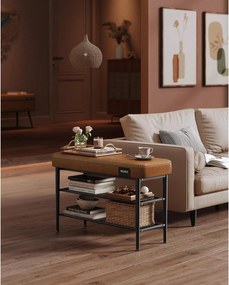 EKHO Lavička s policami na topánky, čalúnené sedadlo, botník, karamelovo hnedá