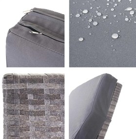 Lehátko HWC-D80, polyratan - sivá, vankúše tmavo šedé