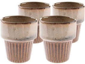 Súprava 4 keramických hrnčekov Rustik 100 ml, svetlohnedá