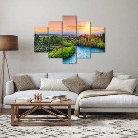 Obraz - Lesná horská krajina (150x105 cm)