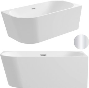 Aquauno Voľne Stojaca Rohová Vaňa Pravá 150x75 cm Korok A Prepad Chrom