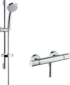 Hansgrohe Croma 100, Vario sprchová súprava na stenu s termostatom Ecostat Comfort a sprchovou tyčou 65 cm, chrómová, HAN-27034000