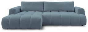 Modrá rozkladacia/s úložným priestorom rohová pohovka (ľavý roh/s leňoškou) Fuji – Bobochic Paris