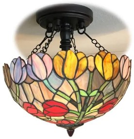 Luster stropnica Tiffany vitráž na retiazkach TULIP Ø40