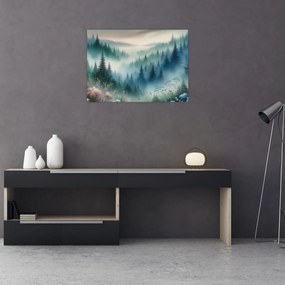 Obraz - Lesná krajina s hmlou (70x50 cm)