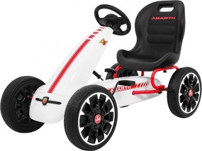Ramiz Pedálová motokára ABARTH pre deti biela + EVA kolesá + ručná brzda + voľnobeh