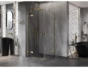 Mexen Lunar Duo, výklopný sprchový kút 80 x 80 cm, 8mm číre sklo, zlatý profil, 834-080L-080P-50-00