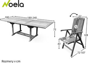 Noela Záhradný drevený set 1+6 pre 6 osôb Faisal II. hranatý