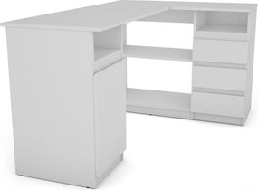 Rohový písací stôl Carlos, biely